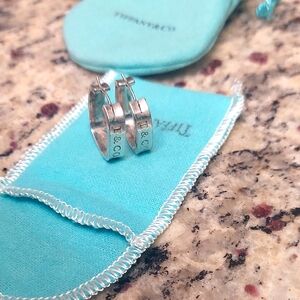 Tiffany & Co  square hoop earrings silver authentic.
